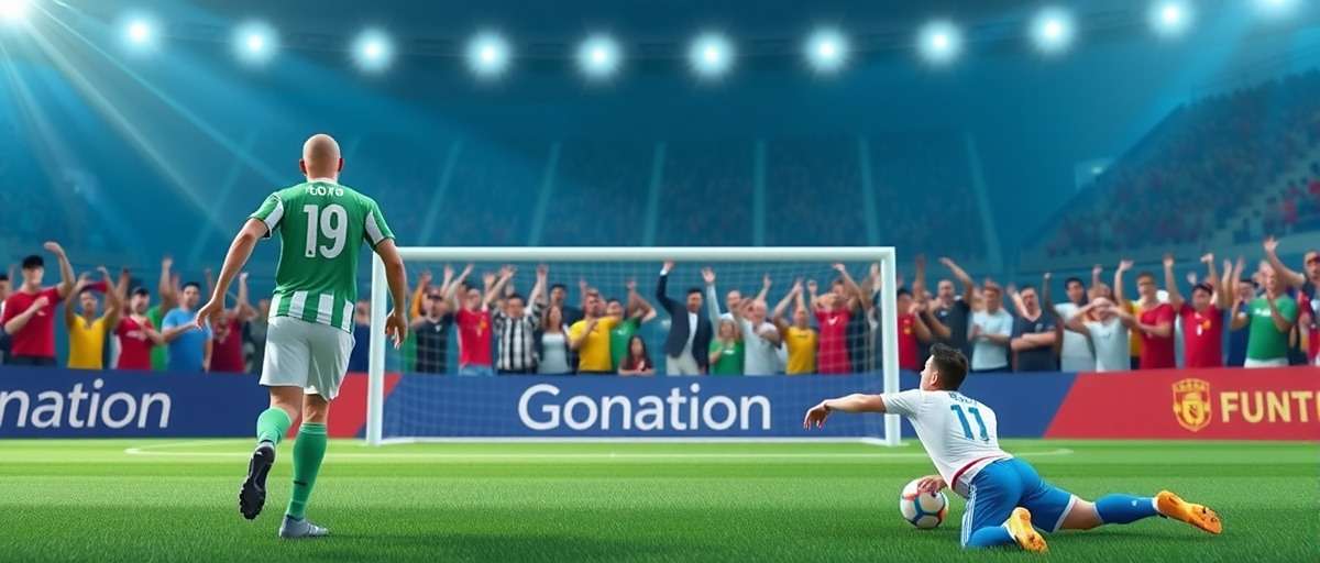 Goa Football Sensation Free Kick Goa Football Sensation gameplay showing a player taking a free kick with defensive wall in front of a passionate crowd