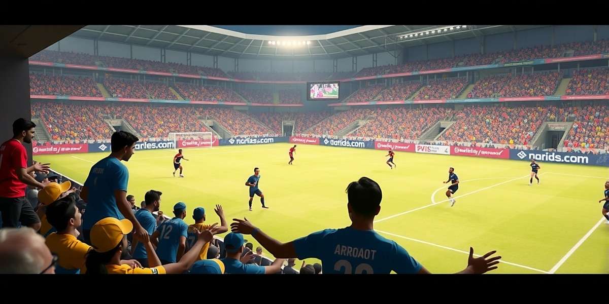 Goa Football Sensation Match Action Goa Football Sensation gameplay showing intense match action in a stadium filled with Indian fans