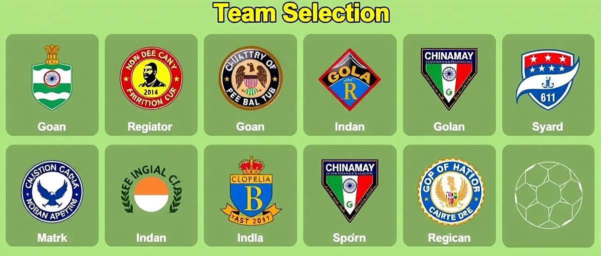 Goa Football Sensation Team Selection Goa Football Sensation team selection screen showing various Indian club logos including Goan and other regional teams